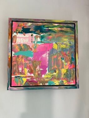 Abstract Canvas Wall Art - Pink Multicolor Modern Painting